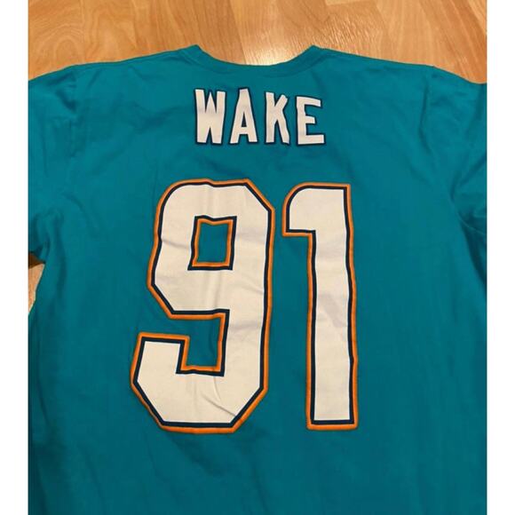 Nike NFL Miami Dolphins Men's LG Cameron Wake #91 Jersey Graphic T-Shirt - Picture 2 of 6
